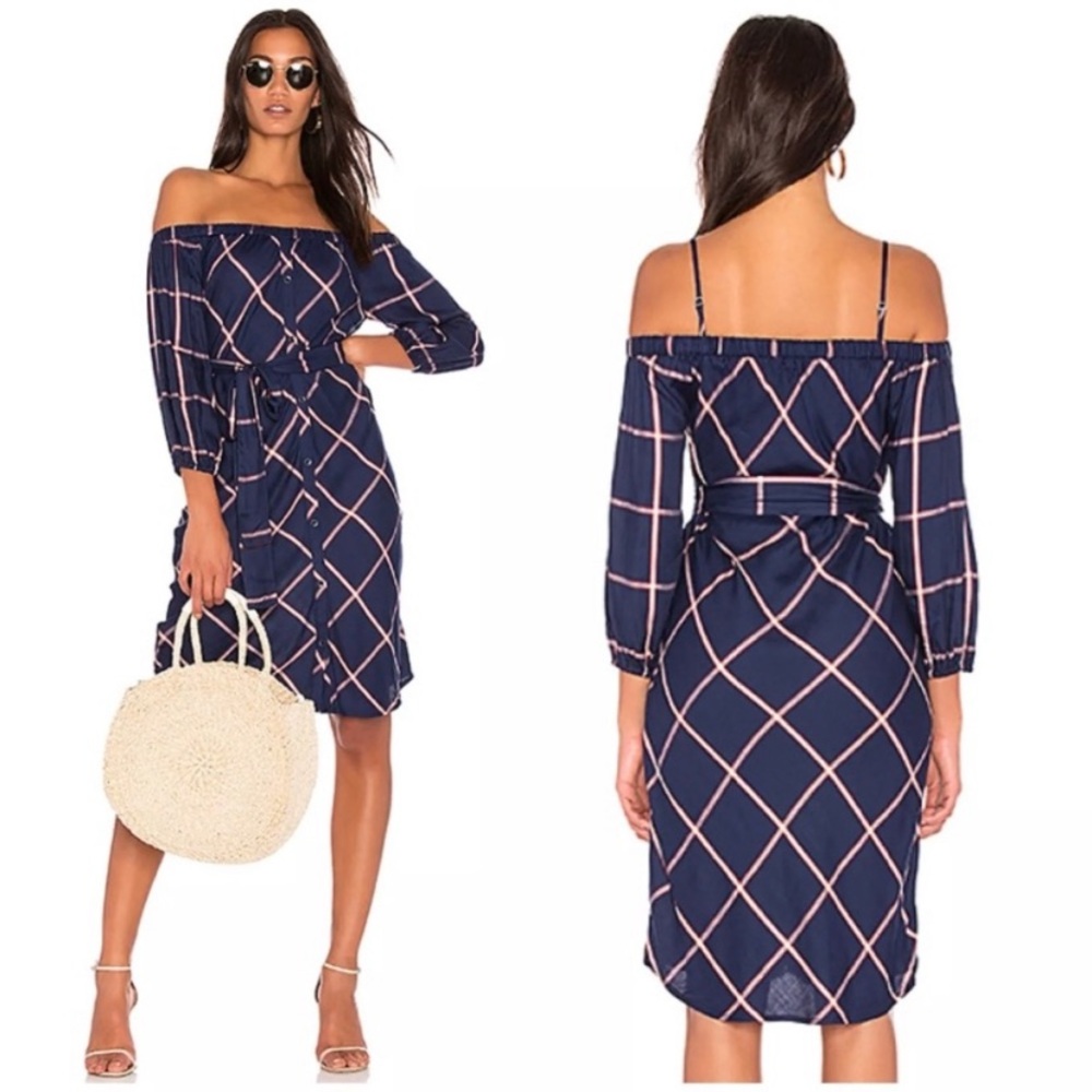 Splendid Navy and Pink Geometric Dress